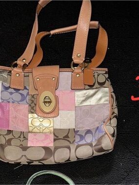 Coach Patchwork Signature Tote in Pink, Tan & Metallic